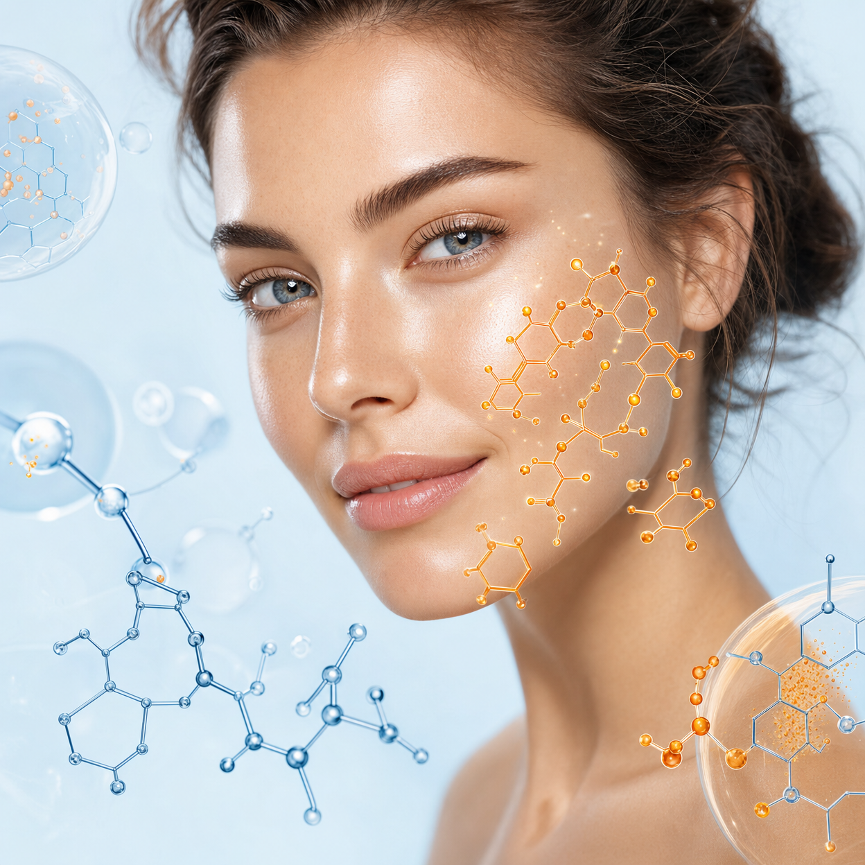 Woman with glowing, radiant skin