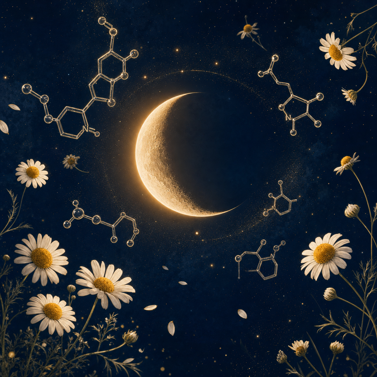Peaceful bedroom scene with soft moonlight