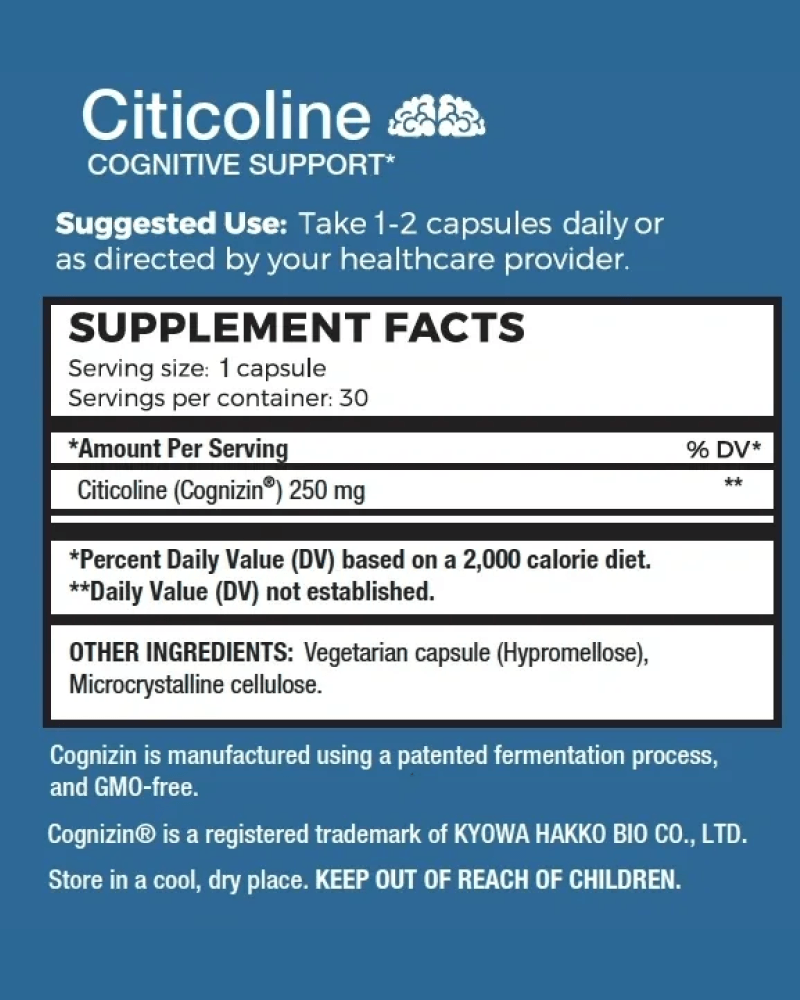 SaBio Therapeutics Cognizin® Citicoline supplement facts label